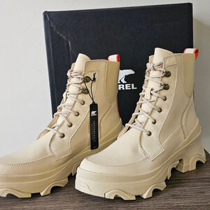 Sorel Women's Brex Lace Boot Size 9 Bleached Ceramic/Orange 1951211 NEW